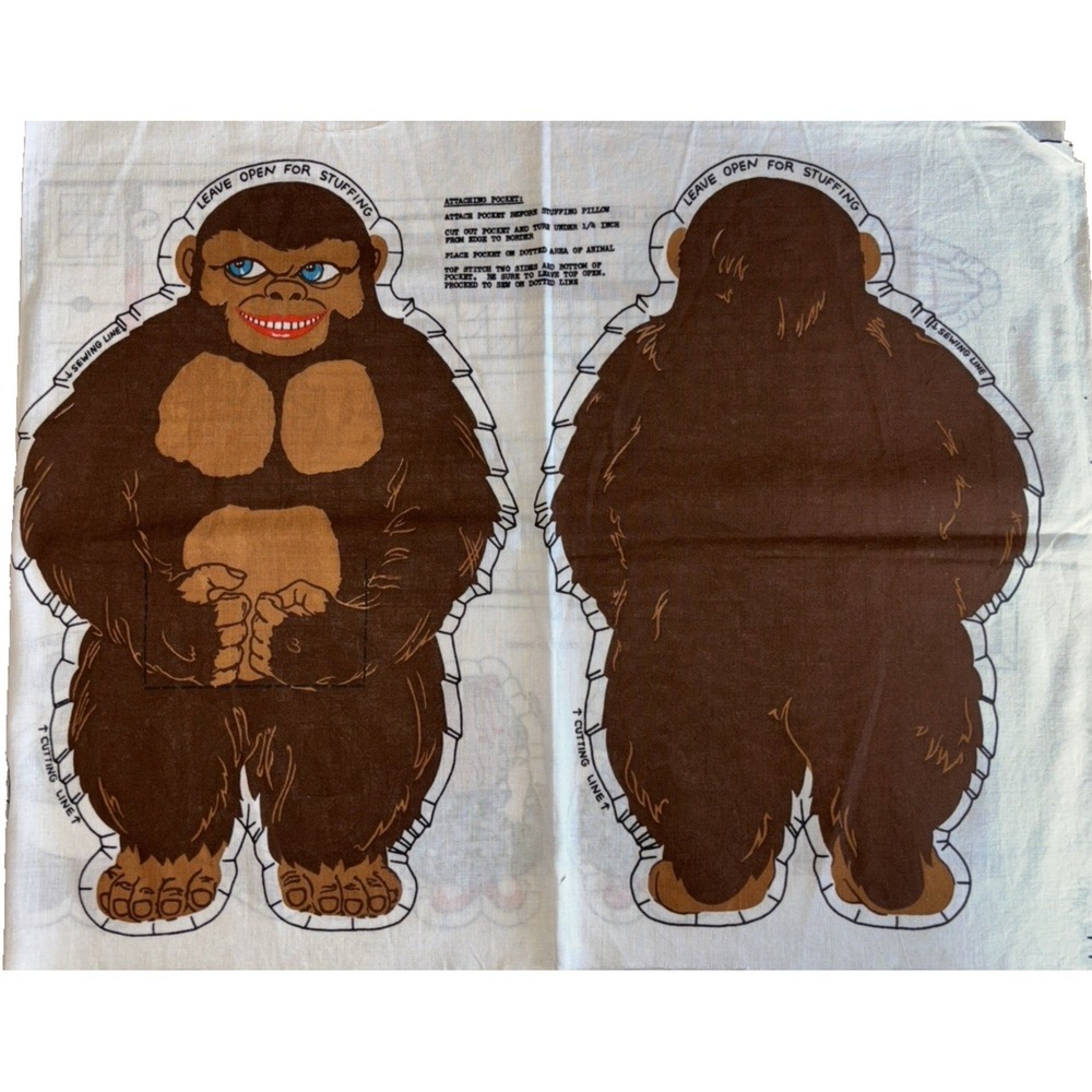 RARE Vintage King Kong Fabric Panel Cut and Sew Pillow Uncut New Condition